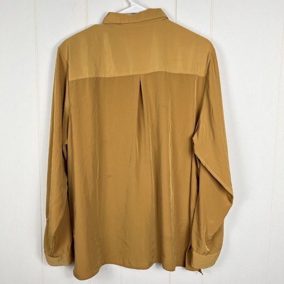 Yves St Clair 2 Women Blouse Top 18W Mustard Yellow Vintage Shoulder Pads Button - Picture 2 of 4